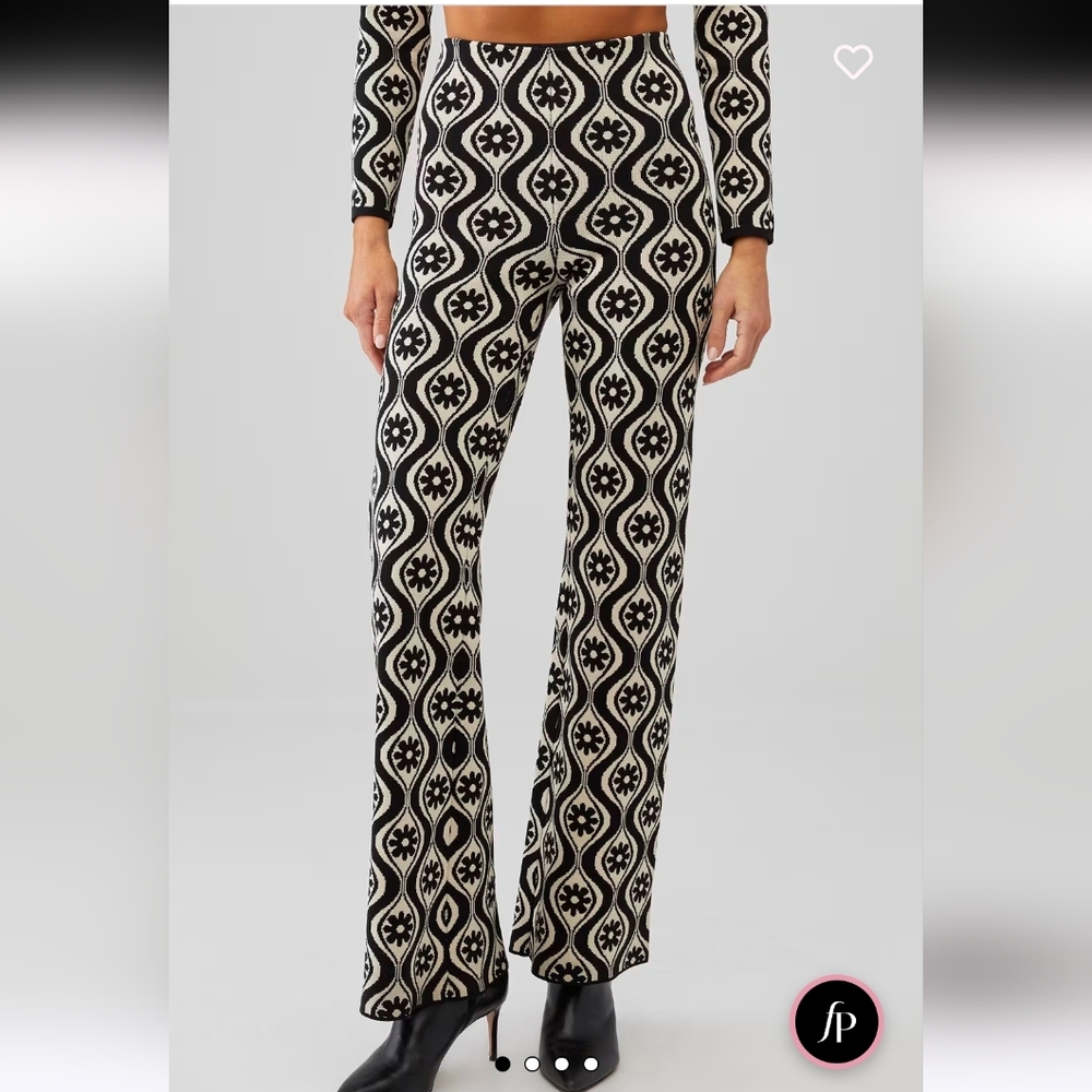 Finders Keepers Black and White Geometric Flare Pants